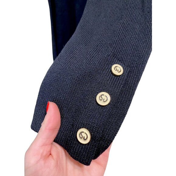 St. John Santana Knit Evening Blazer Cardigan - Removable Collar - Black Size 10 - Picture 4 of 9